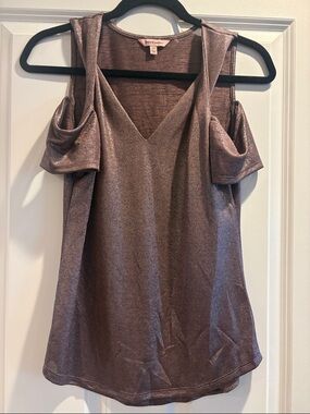 Juicy Couture Metallic Rose Bronze Cold-Shoulder V-Neck Tank